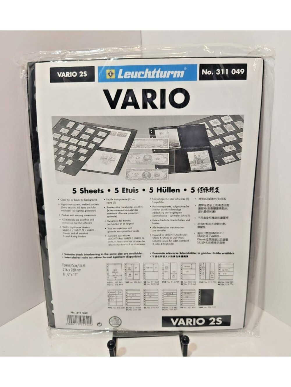 Lighthouse Vario 5 Pack 2S Black Stamp Stock Album Pages Binder Sheets